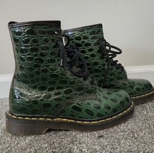 Dr. Martens Green Patterned Boots